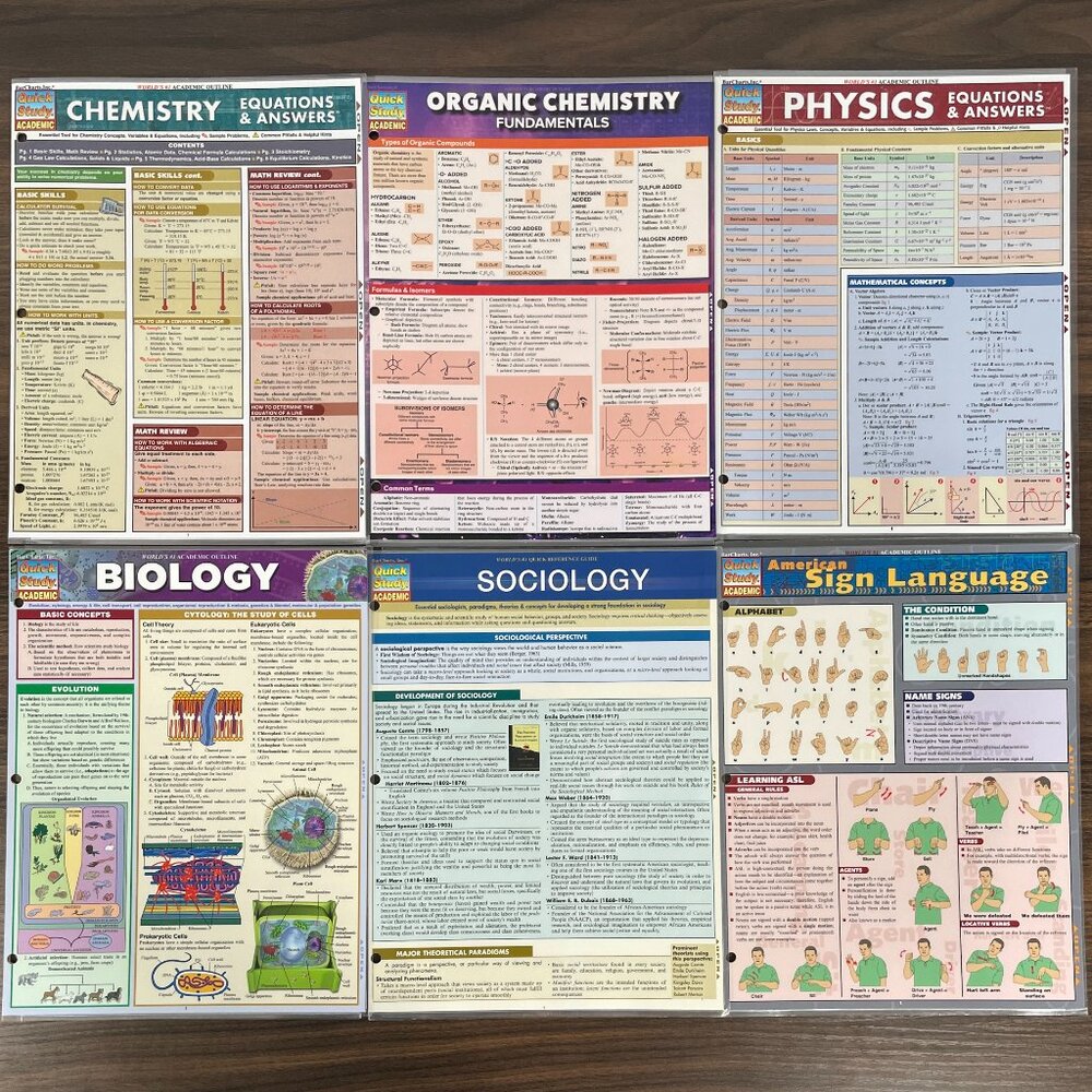 Quick Study Academic Guides Chemistry, OChem, Physics, Biology, Sociology & ASL
